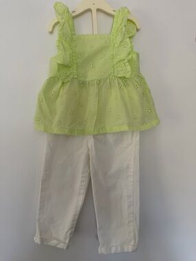 Carter's Eyelet Ruffle Top with White Pants Matching Set girl size 18m